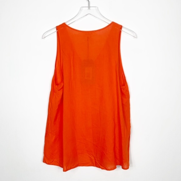 Listicle Orange Linen Blend V Neck Tank Top - Picture 4 of 8